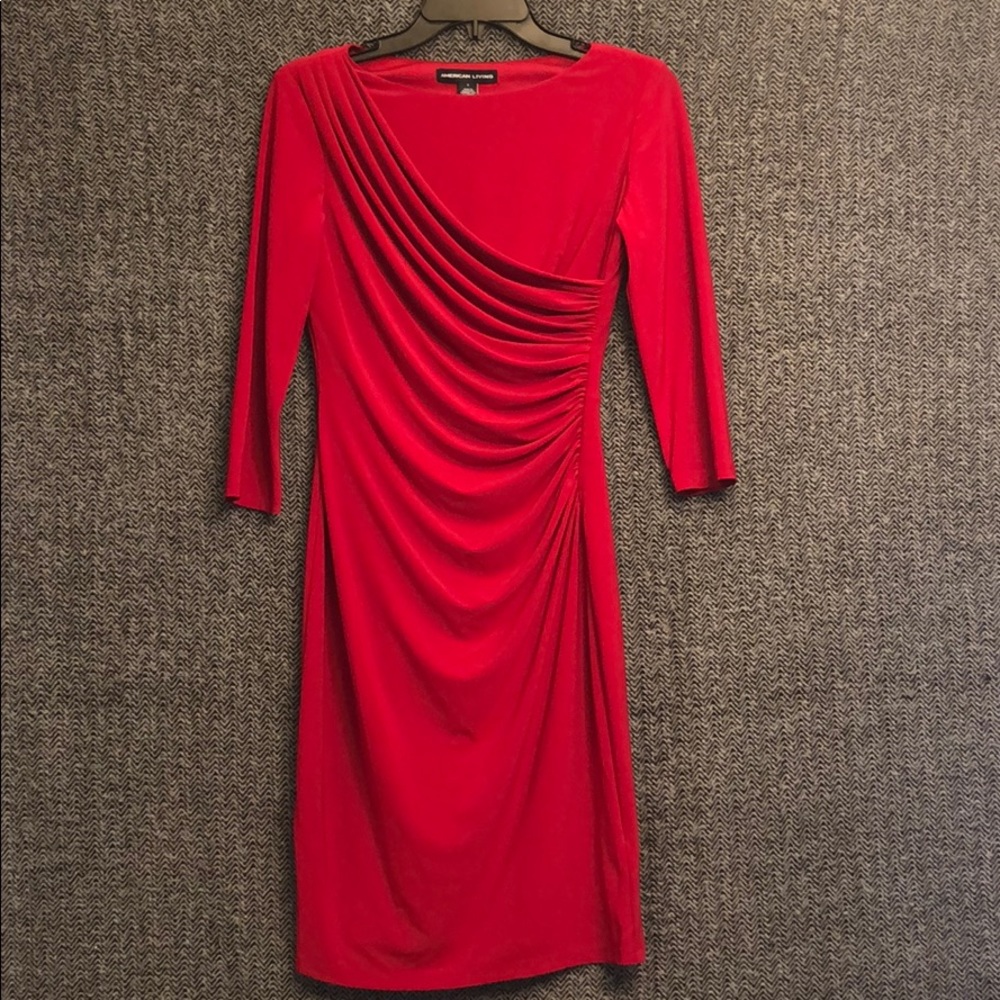 Red American living cocktail dress